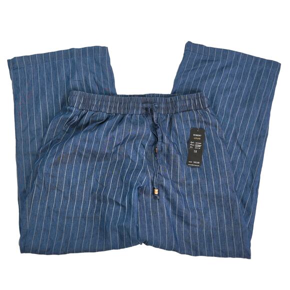 Robert Louis NWT wide‎ leg pants elastic draw string size 1X inseam 28 in - Picture 2 of 4